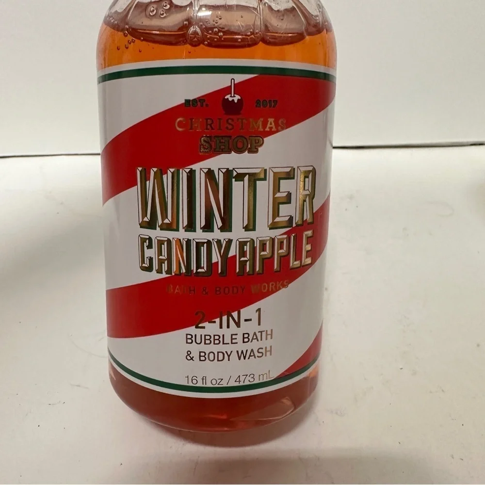 Bath & Body Works Christmas Shop Winter Candy Apple 2in1 Bubble Bath Wash 16 OZ